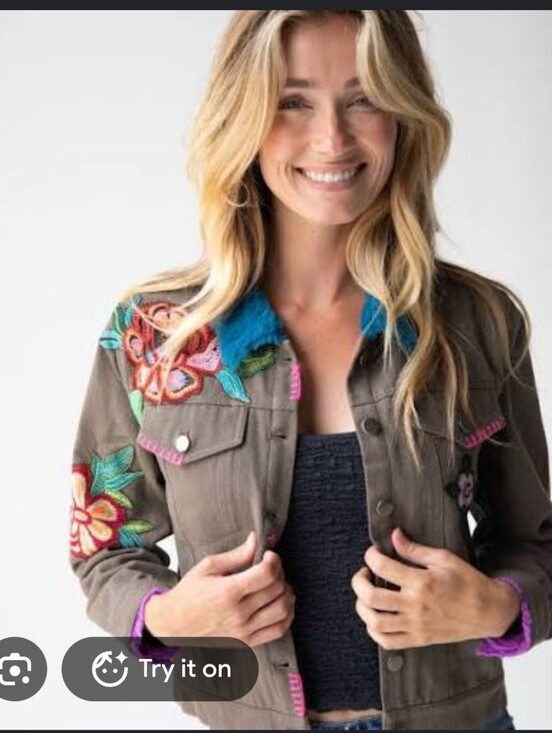 NATURAL LIFE Jackets & Blazers - Natural Life Tara Embellished Jacket Faux Fur Women Size M Artsy Maximal Grunge